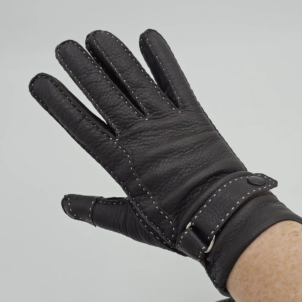 Womens Ladies Brown Leather Driving Gloves Size 7.5